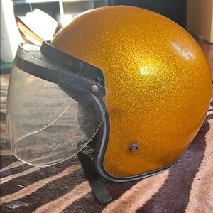 Vintage Gold flake motorcycle Helmet with Visor